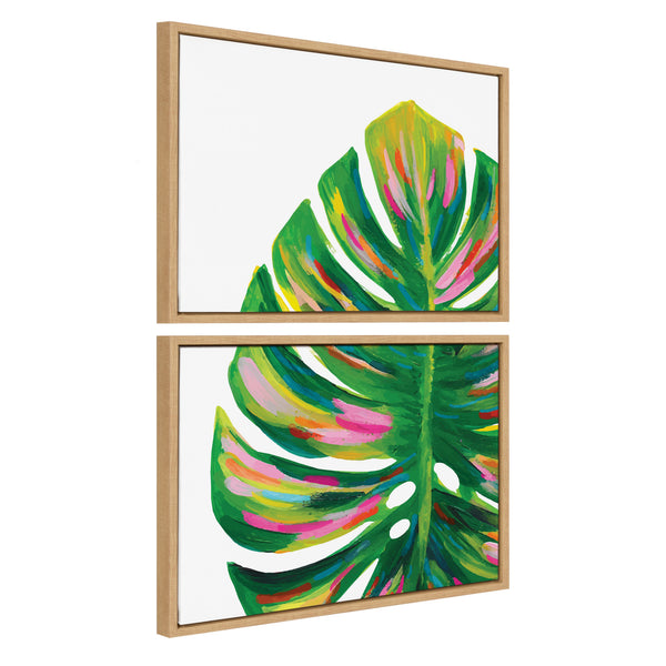 Kate & Laurel Sylvie Monstera 1 And 2 Framed Canvas Art Set By Jessi Raulet Of Ettavee