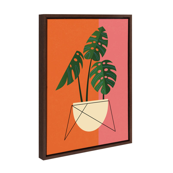 Kate & Laurel Sylvie Monstera Framed Canvas By Amber Leaders Designs