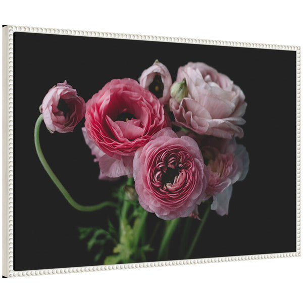 Kate & Laurel Sylvie Mood Dark Pink Ranunculus Flower Bouquet Framed Canvas By Kristy Campbell