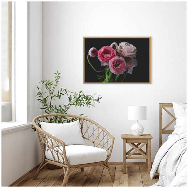 Kate & Laurel Sylvie Mood Dark Pink Ranunculus Flower Bouquet Framed Canvas By Kristy Campbell