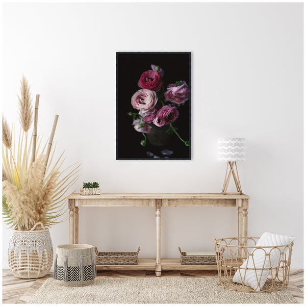 Kate & Laurel Sylvie Moody Dark Pink Floral Bouquet Framed Canvas By Kristy Campbell