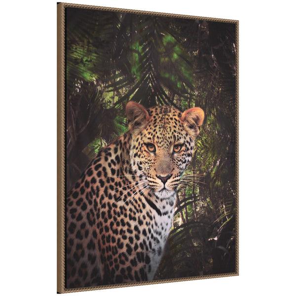 Kate & Laurel Sylvie Moody Leopard In The Rainforest Color Framed Canvas By Simon Te Of Tai Prints