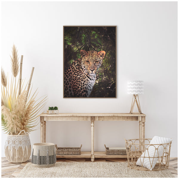 Kate & Laurel Sylvie Moody Leopard In The Rainforest Color Framed Canvas By Simon Te Of Tai Prints