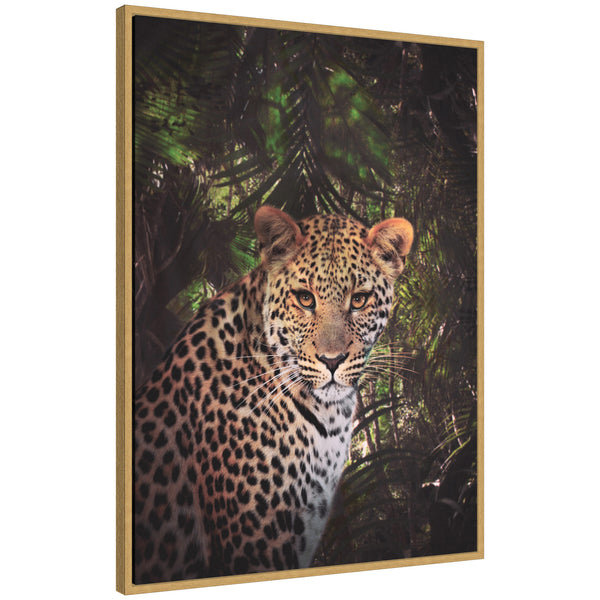 kate & laurel Sylvie Moody Leopard In The Rainforest Color Framed Canvas by Simon Te of Tai Prints
