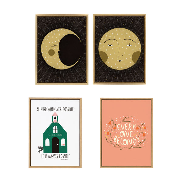Kate & Laurel Sylvie Moon Print And Sun Print Framed Canvas Set By Stacie Bloomfield Of Gingiber