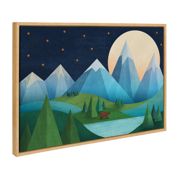 Kate & Laurel Sylvie Moonlight Mountains Bear Lake Framed Canvas By Carey Copeland