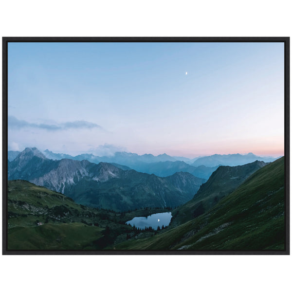 Kate & Laurel Sylvie Moonrise Over The Mountain Lake In The German Alps Framed Canvas By Michael Schauer