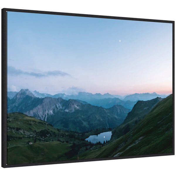 kate & laurel Sylvie Moonrise over the Mountain Lake in the German Alps Framed Canvas by Michael Schauer