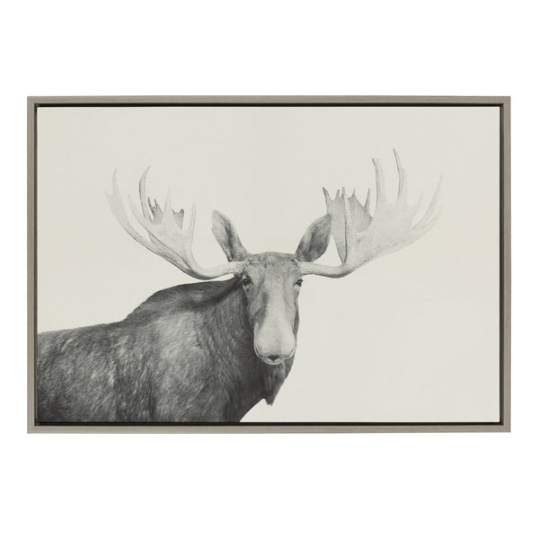 Kate & Laurel Sylvie Moose 2 Crop BW Framed Canvas By Emiko And Mark Franzen Of F2Images