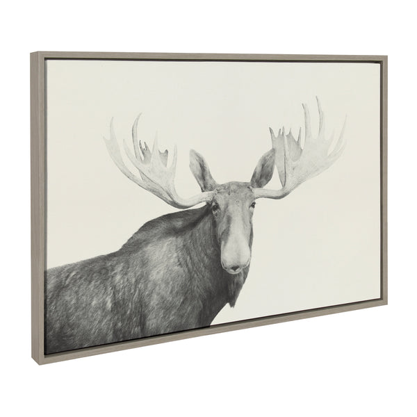 Kate & Laurel Sylvie Moose 2 Crop BW Framed Canvas By Emiko And Mark Franzen Of F2Images
