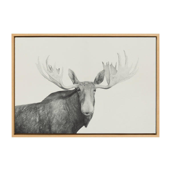 kate & laurel Sylvie Moose 2 crop BW Framed Canvas by Emiko and Mark Franzen of F2Images