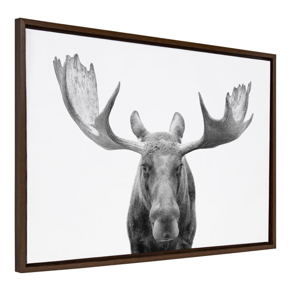 Kate & Laurel Sylvie Moose Black And White Framed Canvas By Amy Peterson Art Studio