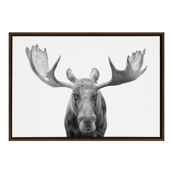 Kate & Laurel Sylvie Moose Black And White Framed Canvas By Amy Peterson Art Studio