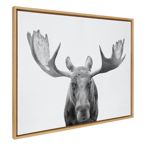 kate & laurel Sylvie Moose Black and White Framed Canvas by Amy Peterson Art Studio