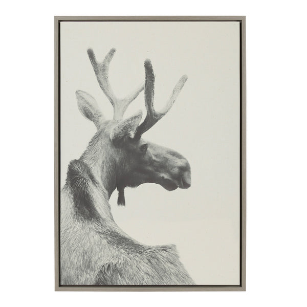 kate & laurel Sylvie Moose BW Framed Canvas by Emiko and Mark Franzen of F2Images
