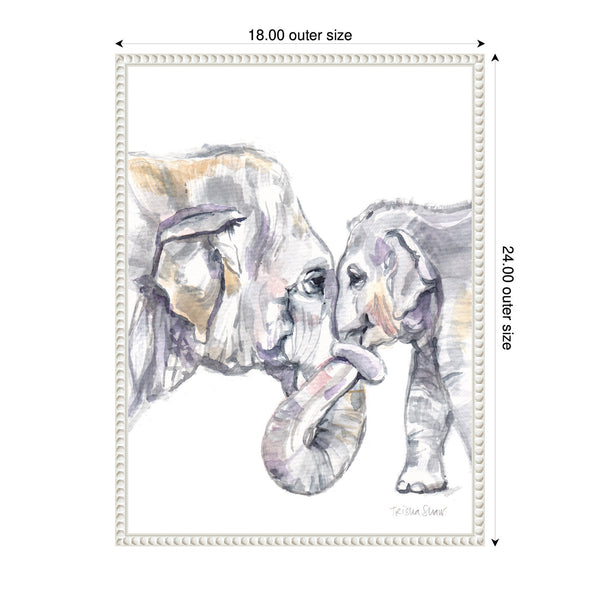 Kate & Laurel Sylvie Mother And Baby Elephant Framed Canvas By Patricia Shaw