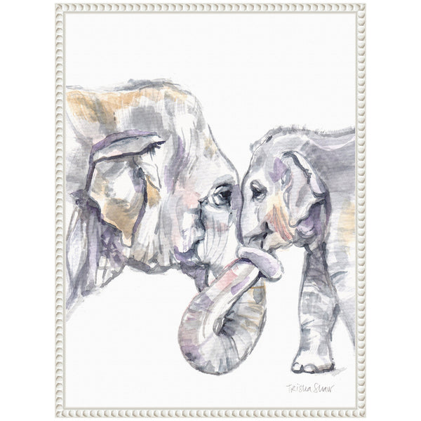 Kate & Laurel Sylvie Mother And Baby Elephant Framed Canvas By Patricia Shaw