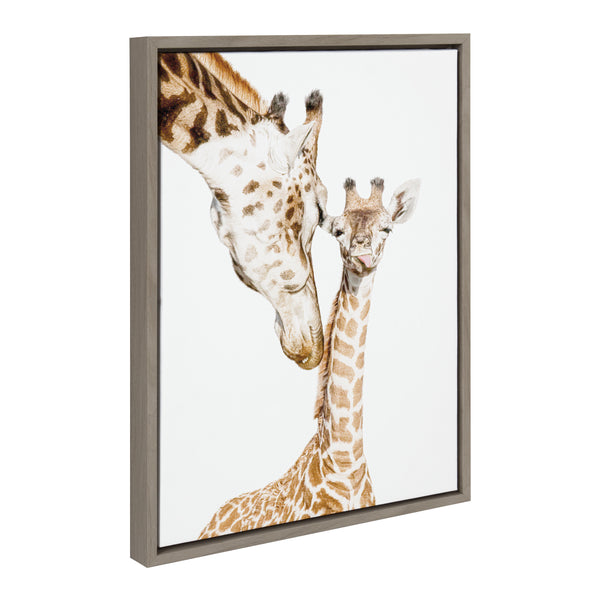 Kate & Laurel Sylvie Mother And Baby Giraffe Portrait Framed Canvas By Amy Peterson Art Studio