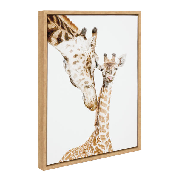 kate & laurel Sylvie Mother and Baby Giraffe Portrait Framed Canvas by Amy Peterson Art Studio