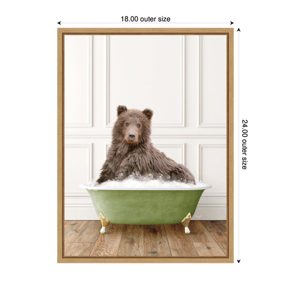 Kate & Laurel Sylvie Mother Bear In Transitional Bathtub Framed Canvas By Amy Peterson