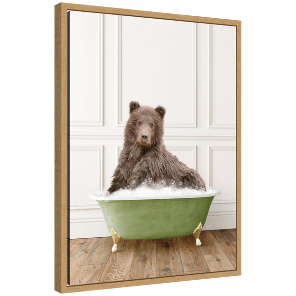 kate & laurel Sylvie Mother Bear in Transitional Bathtub Framed Canvas by Amy Peterson