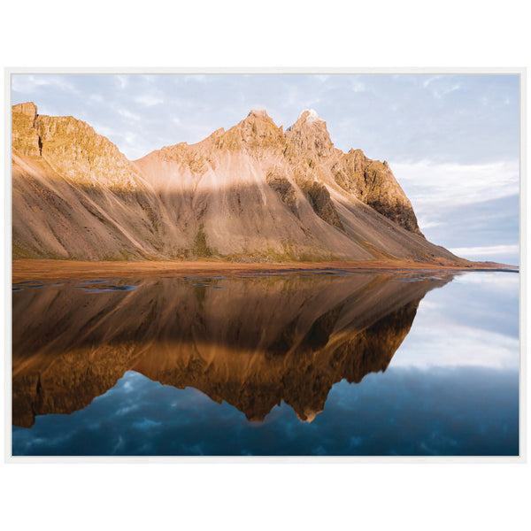 Kate & Laurel Sylvie Mountain Reflection In Iceland During Sunset Framed Canvas By Michael Schauer