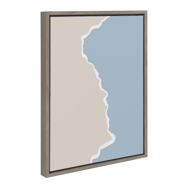 Kate & Laurel Sylvie Muted Abstract Landscape Beige And Blue Framed Canvas By The Creative Bunch Studio