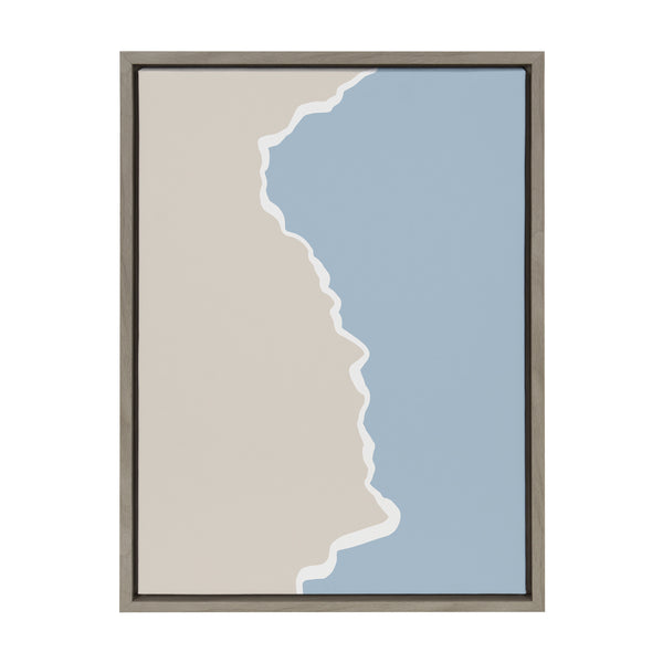 Kate & Laurel Sylvie Muted Abstract Landscape Beige And Blue Framed Canvas By The Creative Bunch Studio