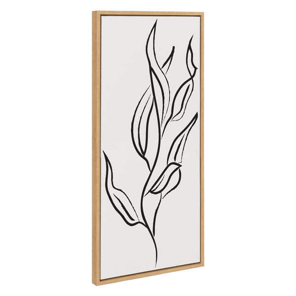 kate & laurel Sylvie Muted Illustrated Botanical Black and White Framed Canvas by The Creative Bunch Studio