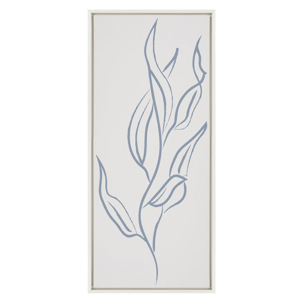 Kate & Laurel Sylvie Muted Illustrated Botanical Light Blue And Beige Framed Canvas By The Creative Bunch Studio