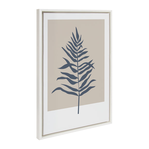 Kate & Laurel Sylvie Muted Tan And Blue Colorblock Botanical Fern Framed Canvas By The Creative Bunch Studio