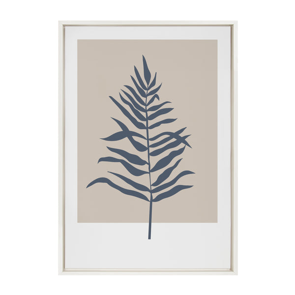 Kate & Laurel Sylvie Muted Tan And Blue Colorblock Botanical Fern Framed Canvas By The Creative Bunch Studio