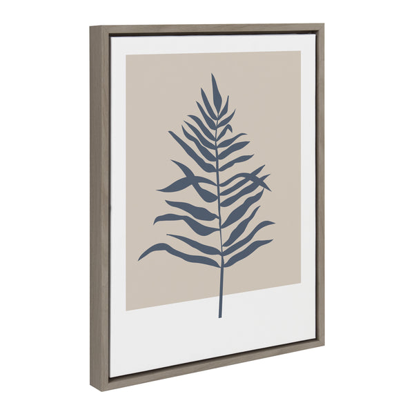 kate & laurel Sylvie Muted Tan and Blue Colorblock Botanical Fern Framed Canvas by The Creative Bunch Studio