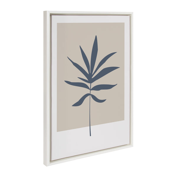 Kate & Laurel Sylvie Muted Tan And Blue Colorblock Botanical Leaf Framed Canvas By The Creative Bunch Studio