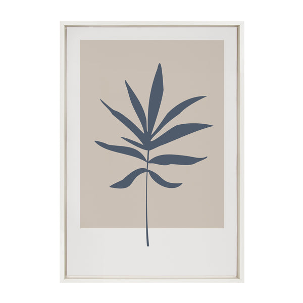 Kate & Laurel Sylvie Muted Tan And Blue Colorblock Botanical Leaf Framed Canvas By The Creative Bunch Studio