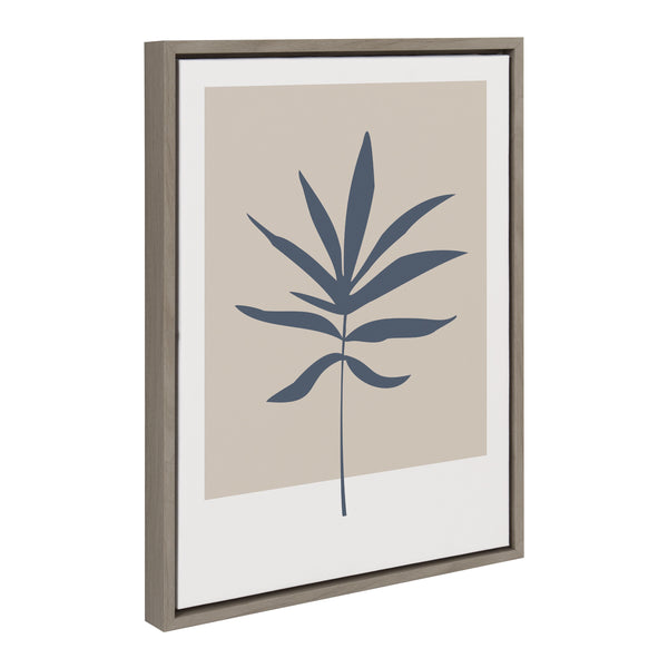 kate & laurel Sylvie Muted Tan and Blue Colorblock Botanical Leaf Framed Canvas by The Creative Bunch Studio