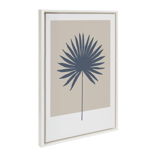 Kate & Laurel Sylvie Muted Tan And Blue Colorblock Botanical Palm Framed Canvas By The Creative Bunch Studio