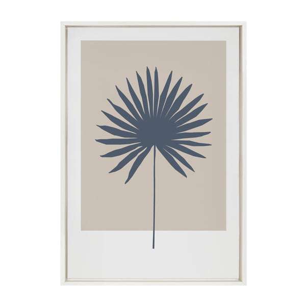 Kate & Laurel Sylvie Muted Tan And Blue Colorblock Botanical Palm Framed Canvas By The Creative Bunch Studio