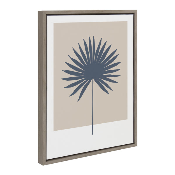 kate & laurel Sylvie Muted Tan and Blue Colorblock Botanical Palm Framed Canvas by The Creative Bunch Studio