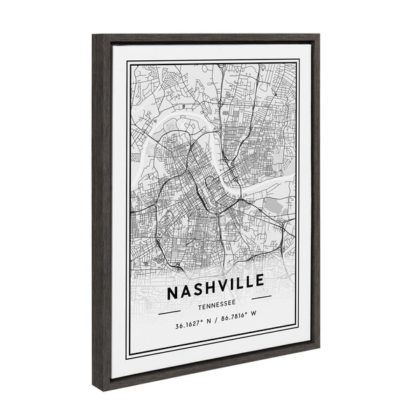 Kate & Laurel Sylvie Nashville Modern Map Framed Canvas By Jake Goossen