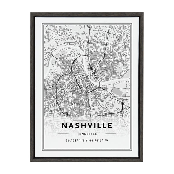 kate & laurel Sylvie Nashville Modern Map Framed Canvas by Jake Goossen