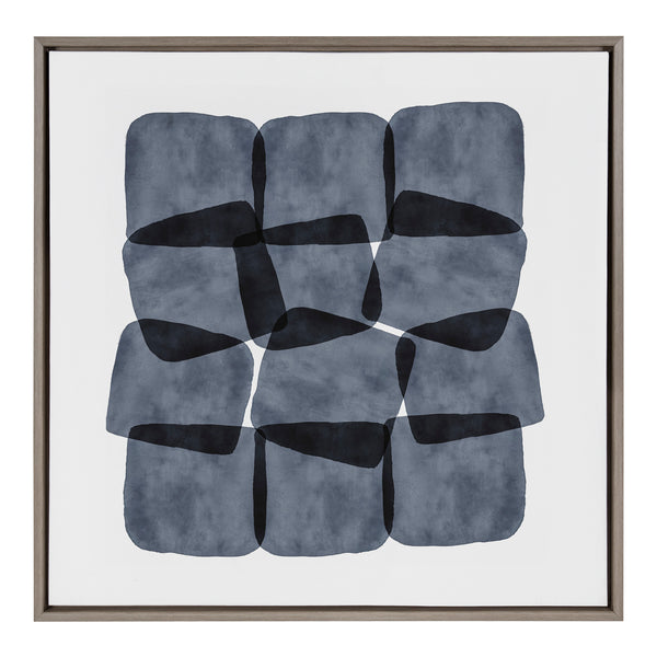 kate & laurel Sylvie Navy Block Abstract Framed Canvas by Amy Lighthall