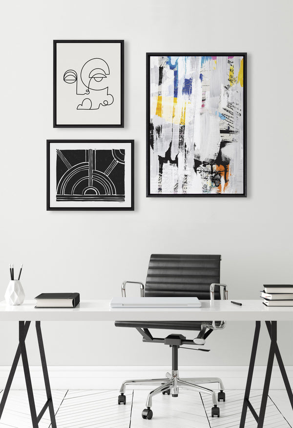 Kate & Laurel Sylvie NC Street Art 2 Inner Battle And Abstract Sunset Framed Canvas