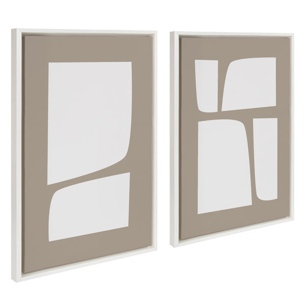 kate & laurel Sylvie Neutral Abstract Aztec Shapes Framed Canvas Art Set by The Creative Bunch Studio