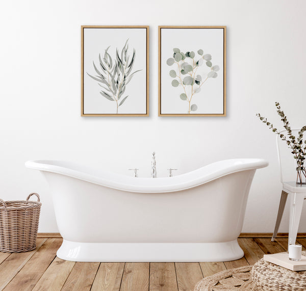 Kate & Laurel Sylvie Neutral Botanical 1 And 2 Framed Canvas Set By The Creative Bunch Studio