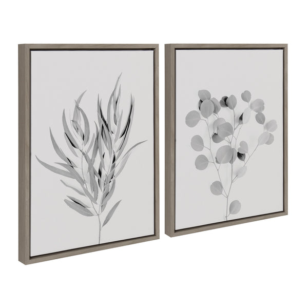 Kate & Laurel Sylvie Neutral Botanical 1 And 2 Soft White Framed Canvas By The Creative Bunch Studio