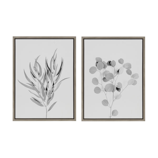 Kate & Laurel Sylvie Neutral Botanical 1 And 2 Soft White Framed Canvas By The Creative Bunch Studio