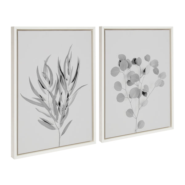 kate & laurel Sylvie Neutral Botanical 1 and 2 Soft White Framed Canvas by The Creative Bunch Studio