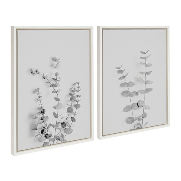 Kate & Laurel Sylvie Neutral Botanical 3 And 4 Soft White Framed Canvas By The Creative Bunch Studio