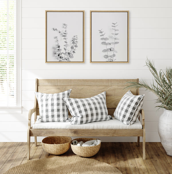 Kate & Laurel Sylvie Neutral Botanical 3 And 4 Soft White Framed Canvas By The Creative Bunch Studio